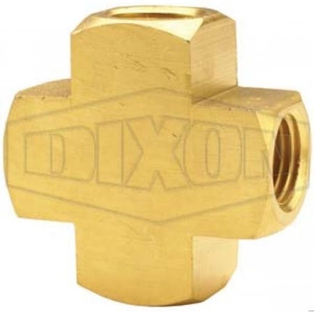 Dixon Pipe Cross, 1/4-18 Nominal, FNPTF End Style, Brass, Import 2280404C